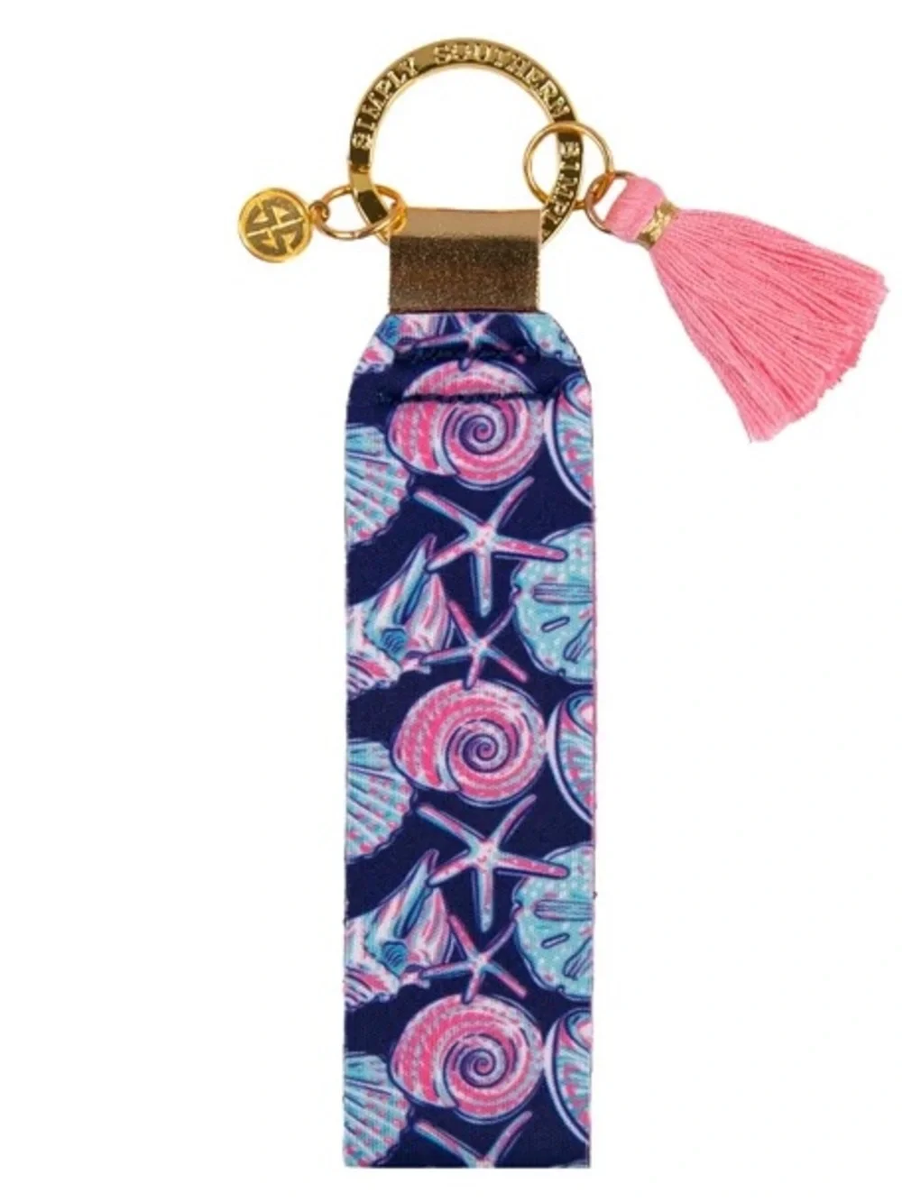 Simply Southern Pink & Navy Seashell Tassel Key Fob -